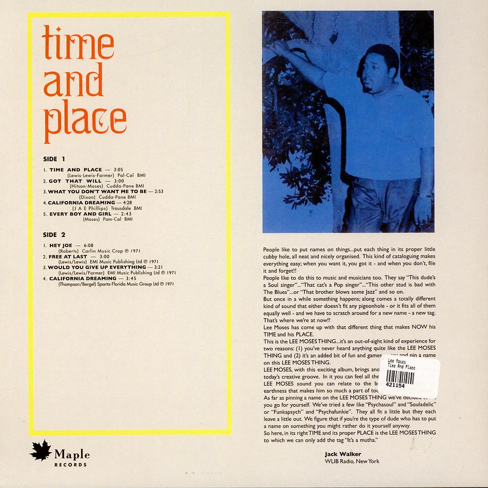 Lee Moses - Time And Place