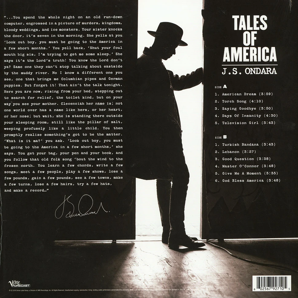 J.S. Ondara Tales Of America Vinyl LP 2019 EU Original HHV