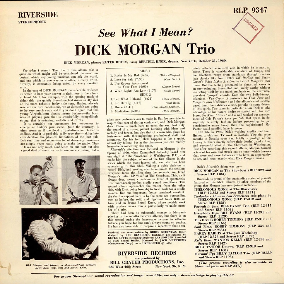 Dick Morgan Trio - See What I Mean?
