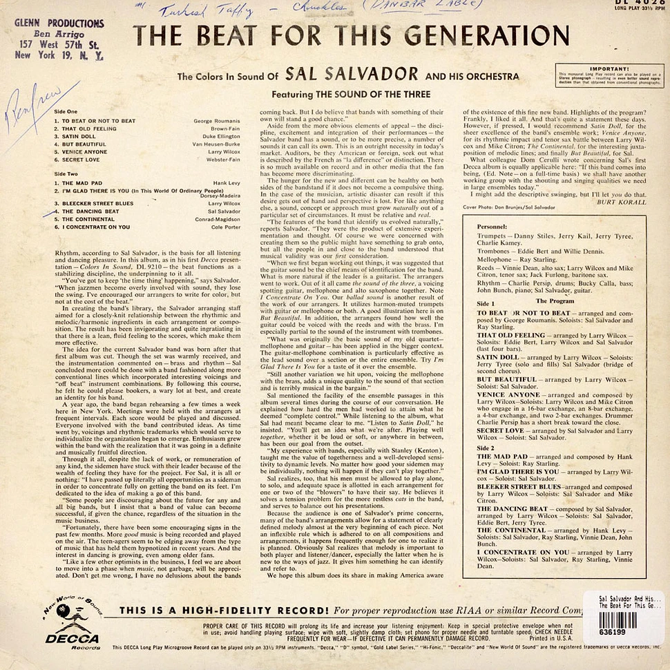 Sal Salvador And His Orchestra - The Beat For This Generation