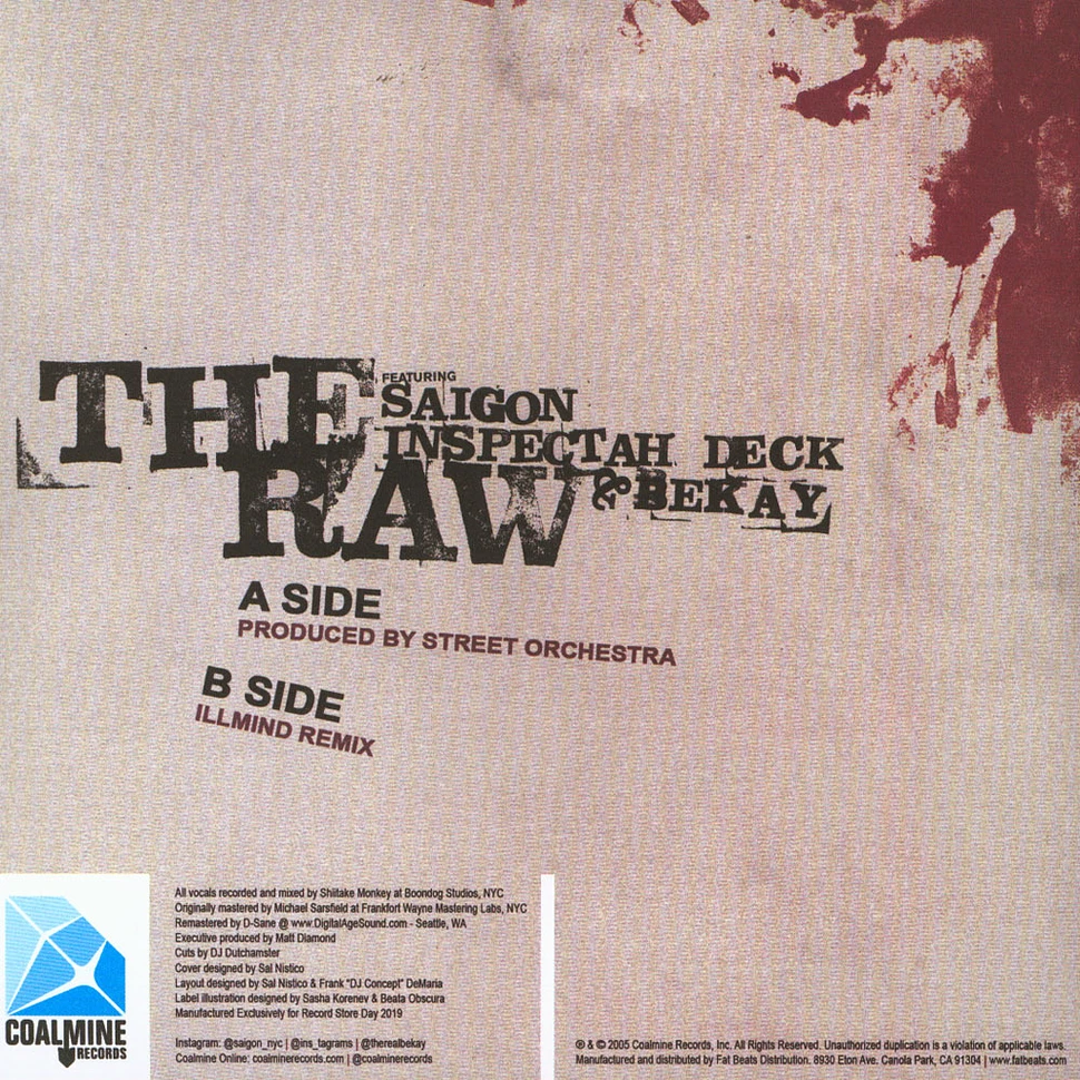 Saigon, Inspectah Deck & Bekay - The Raw / Remix Red Vinyl Record Store Day 2019 Edition