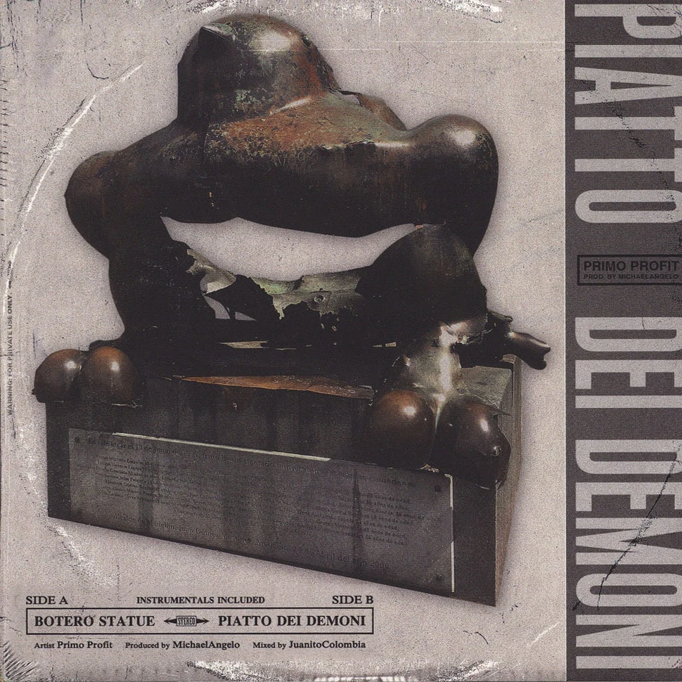 Michael Angelo & Primo Profit - Botero Statue / Piatto Dei Demoni White Vinyl Edition
