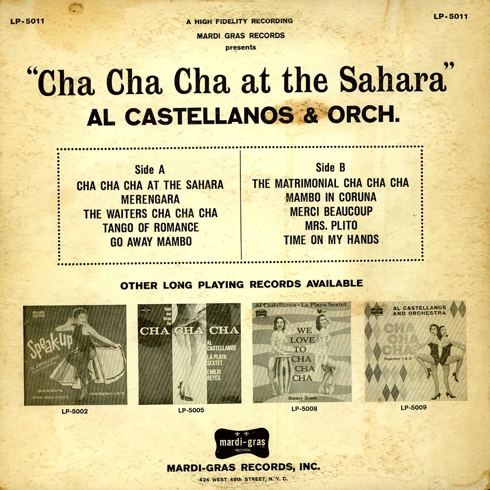 Al Castellanos And His Orchestra - Cha Cha At The Sahara