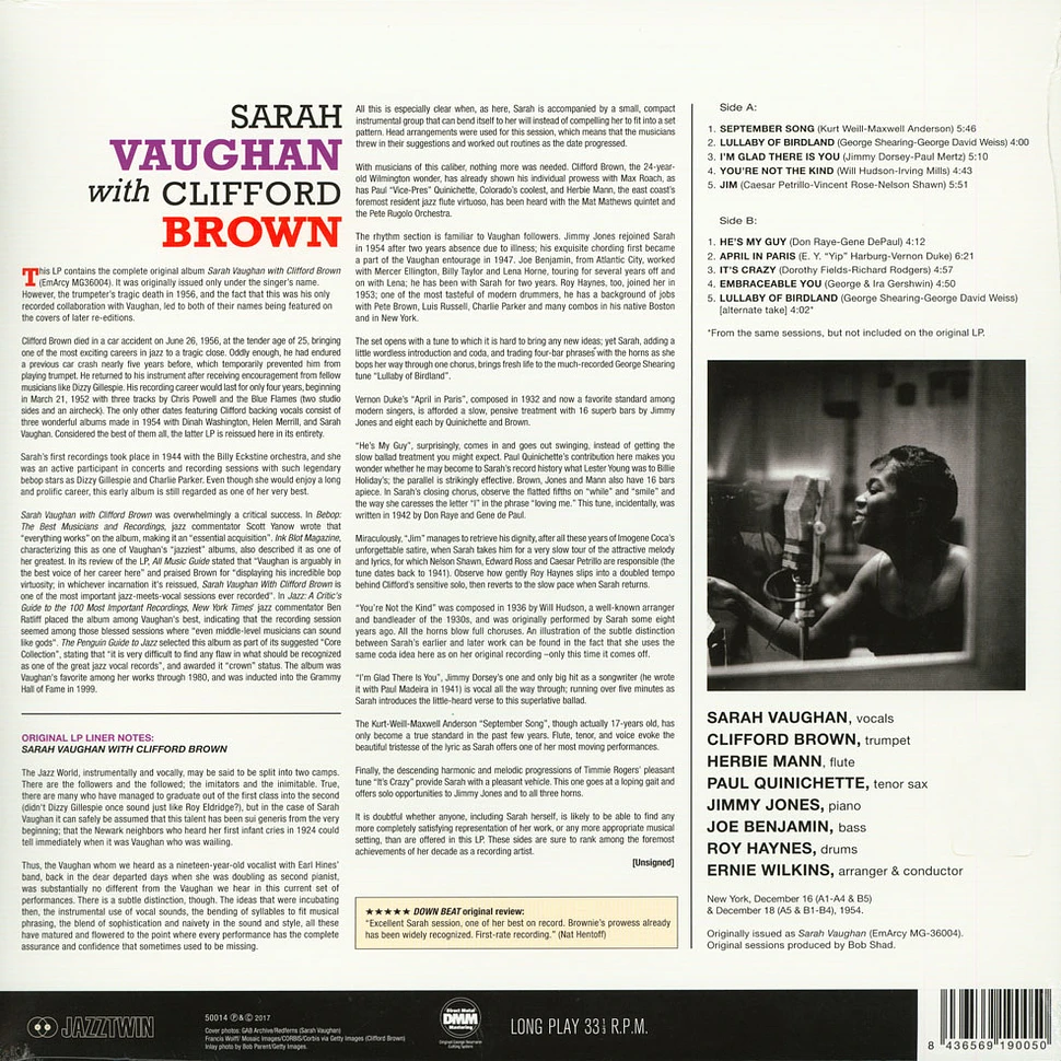 Sarah Vaughan - With Clifford Brown