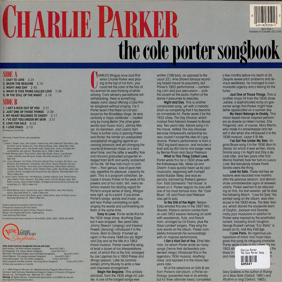 Charlie Parker - The Cole Porter Songbook