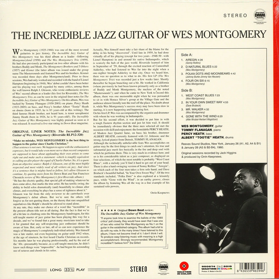 Wes Montgomery - The Incredible Jazz Guitar Of Wes Montgomery Red Vinyl Edition