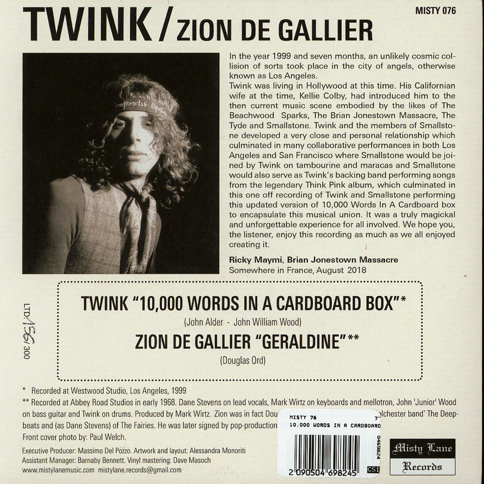 Twink - 10.000 Words In A Cardboard Box / Geraldine
