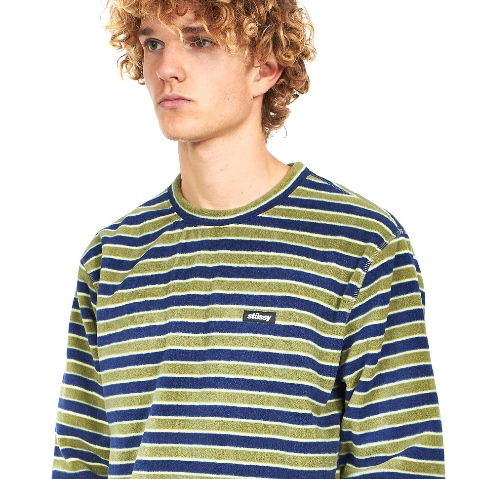 Stüssy - Striped Polar Fleece Crew Sweater