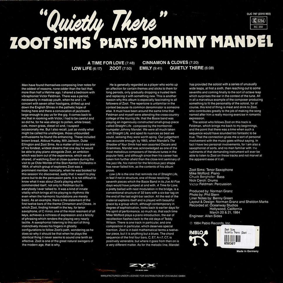 Zoot Sims - Quietly There (Zoot Sims Plays Johnny Mandel)
