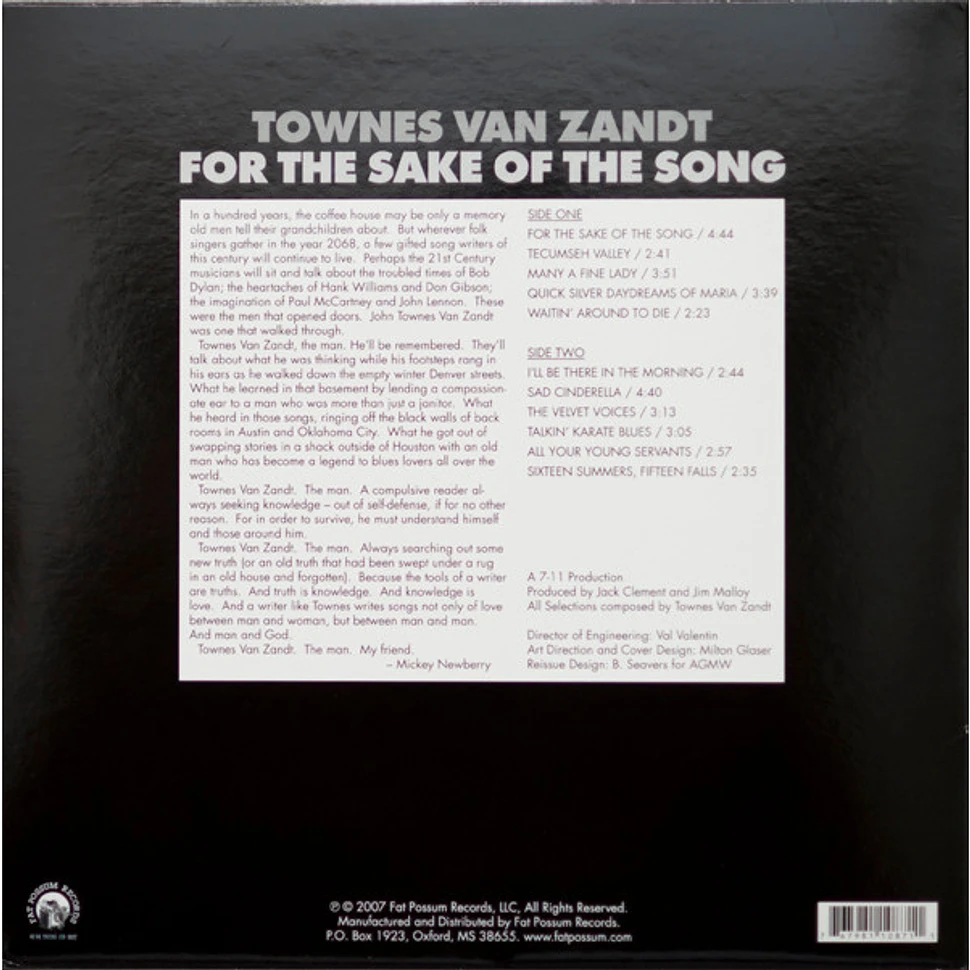 Townes Van Zandt For The Sake Of The Song Vinyl LP 2012 US