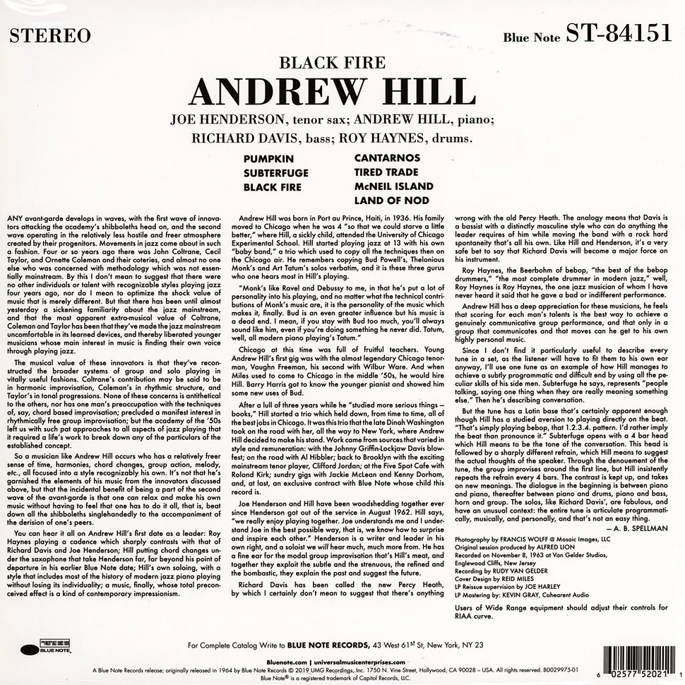 Andrew Hill - Black Fire Tone Poet Vinyl Edition