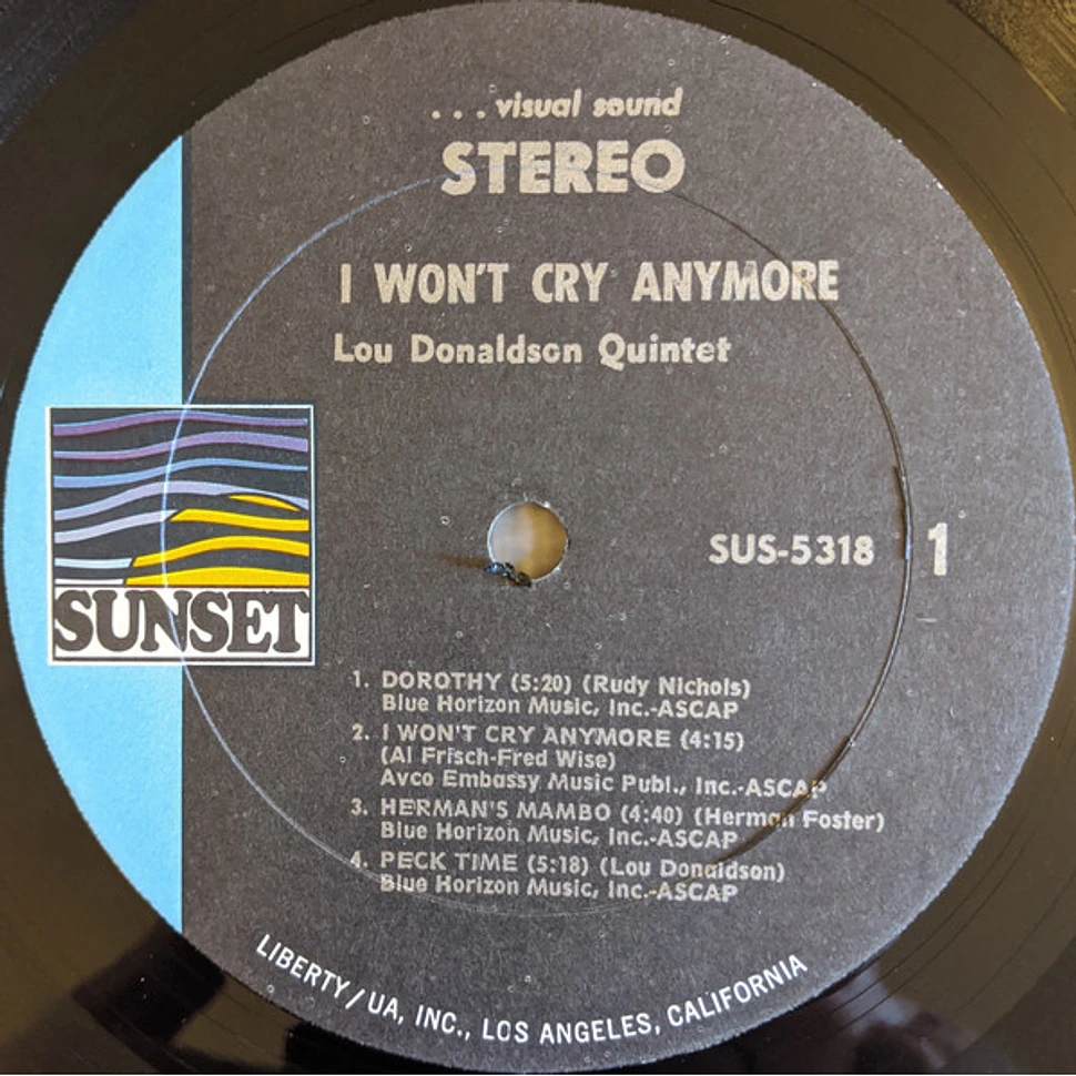 Lou Donaldson Quintet - I Won't Cry Anymore