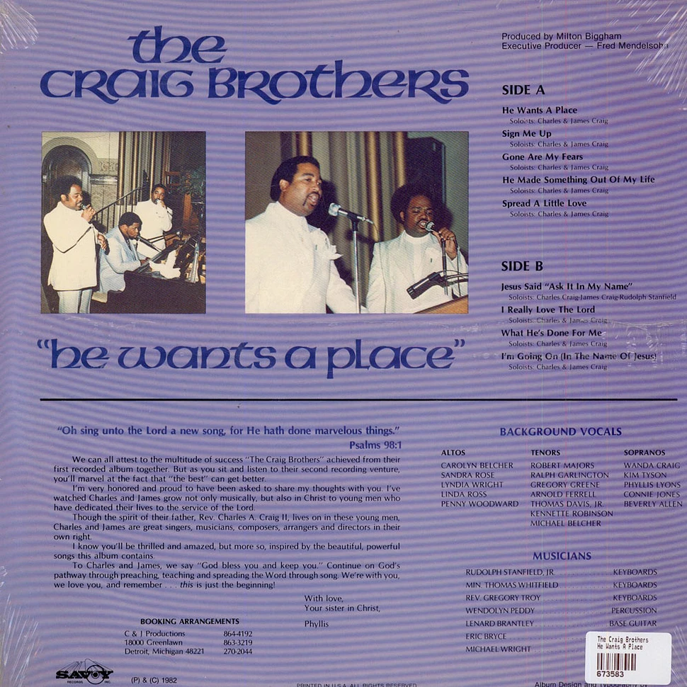 The Craig Brothers - He Wants A Place