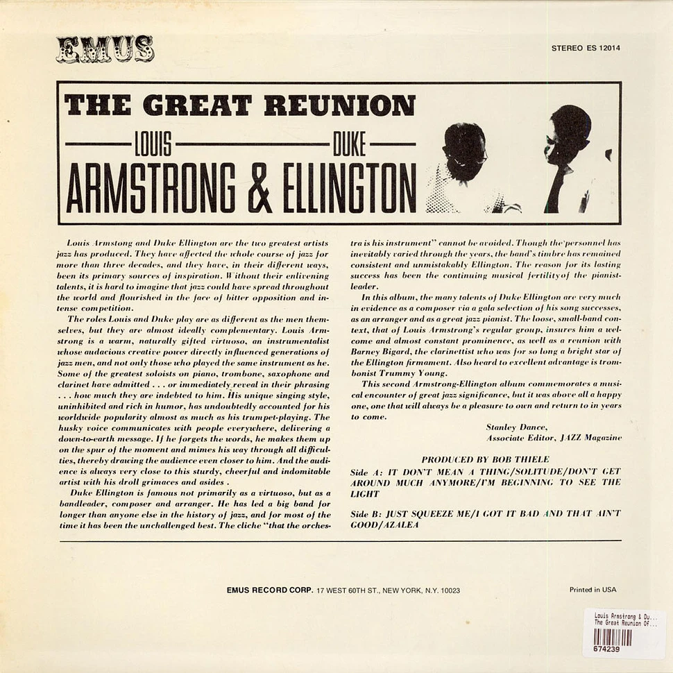 Louis Armstrong & Duke Ellington - The Great Reunion Of Louis Armstrong & Duke Ellington