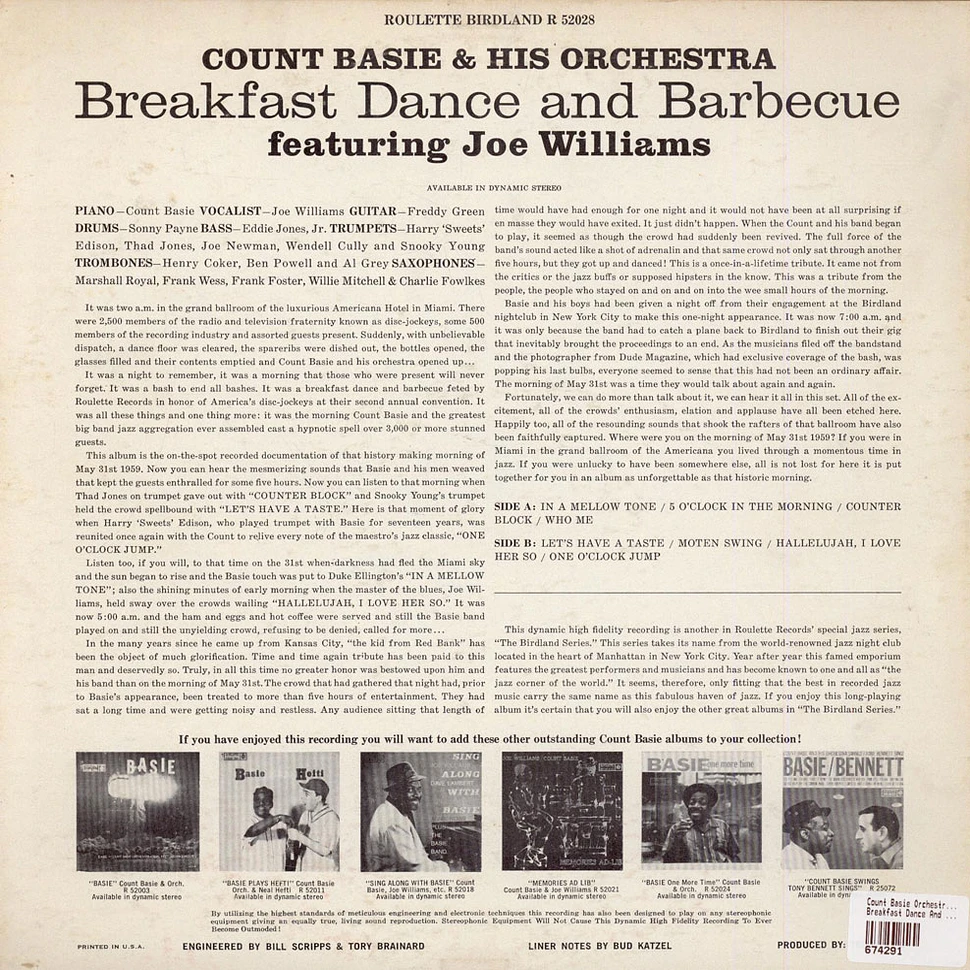 Count Basie Orchestra Featuring Joe Williams - Breakfast Dance And Barbecue