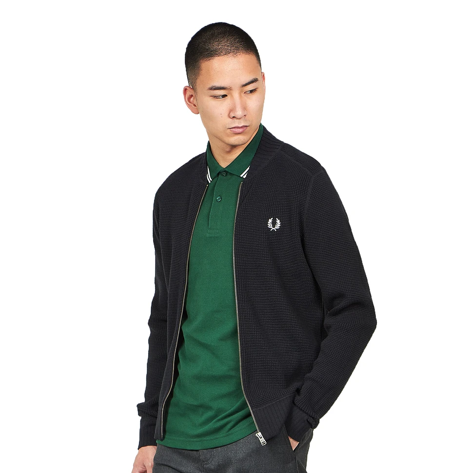 Fred Perry - Waffle Textured Full Zip Cardigan