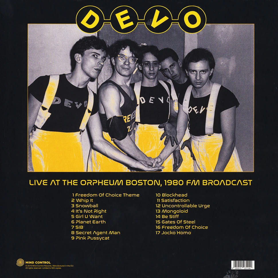 Devo - Freedom Of Choice Live At The Orpheum Boston 1980