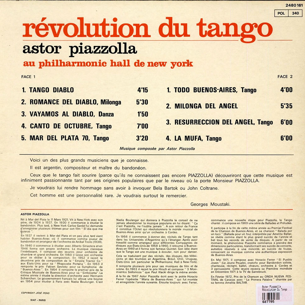 Astor Piazzolla Y Su Quinteto - Révolution Du Tango - Astor Piazzolla Au Philharmonic Hall De New York
