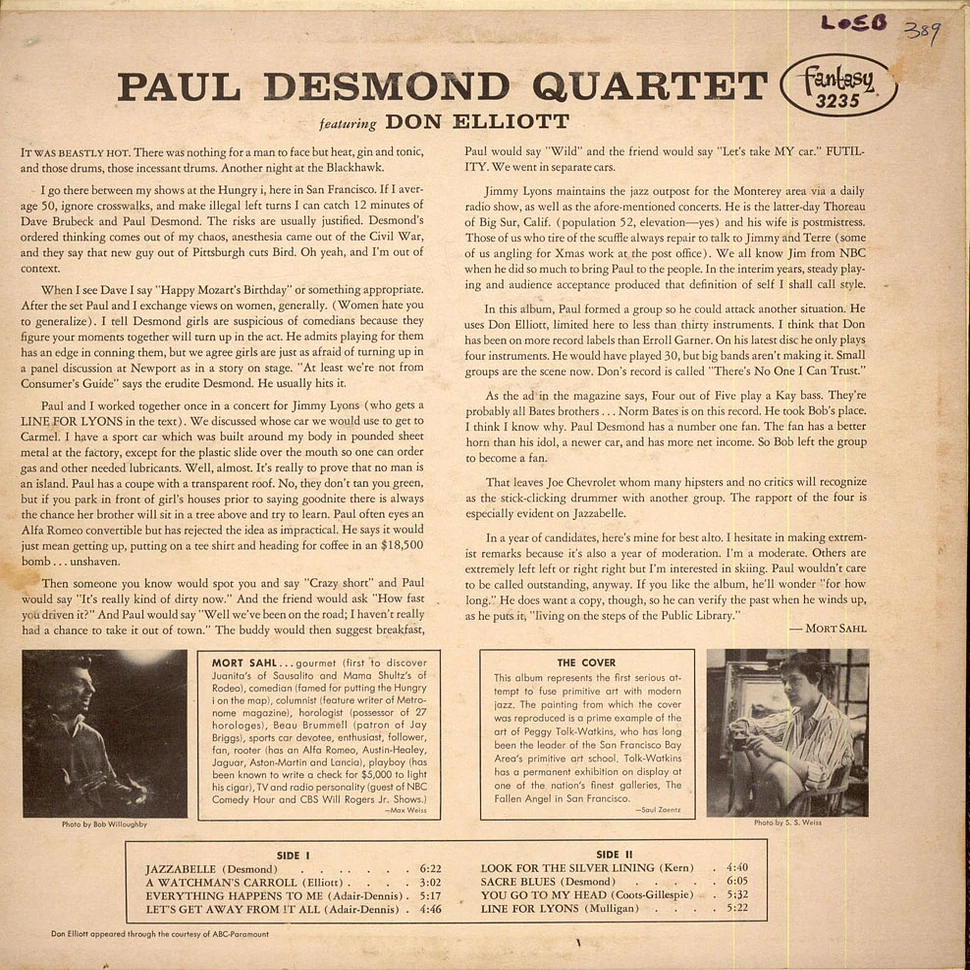 The Paul Desmond Quartet Featuring Don Elliott - The Paul Desmond Quartet Featuring Don Elliott