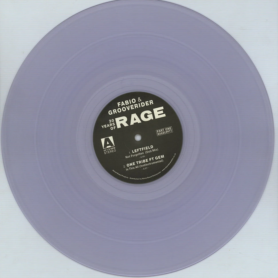 Fabio & Grooverider - 30 Years Of Rage Part 1 Clear Vinyl Edition