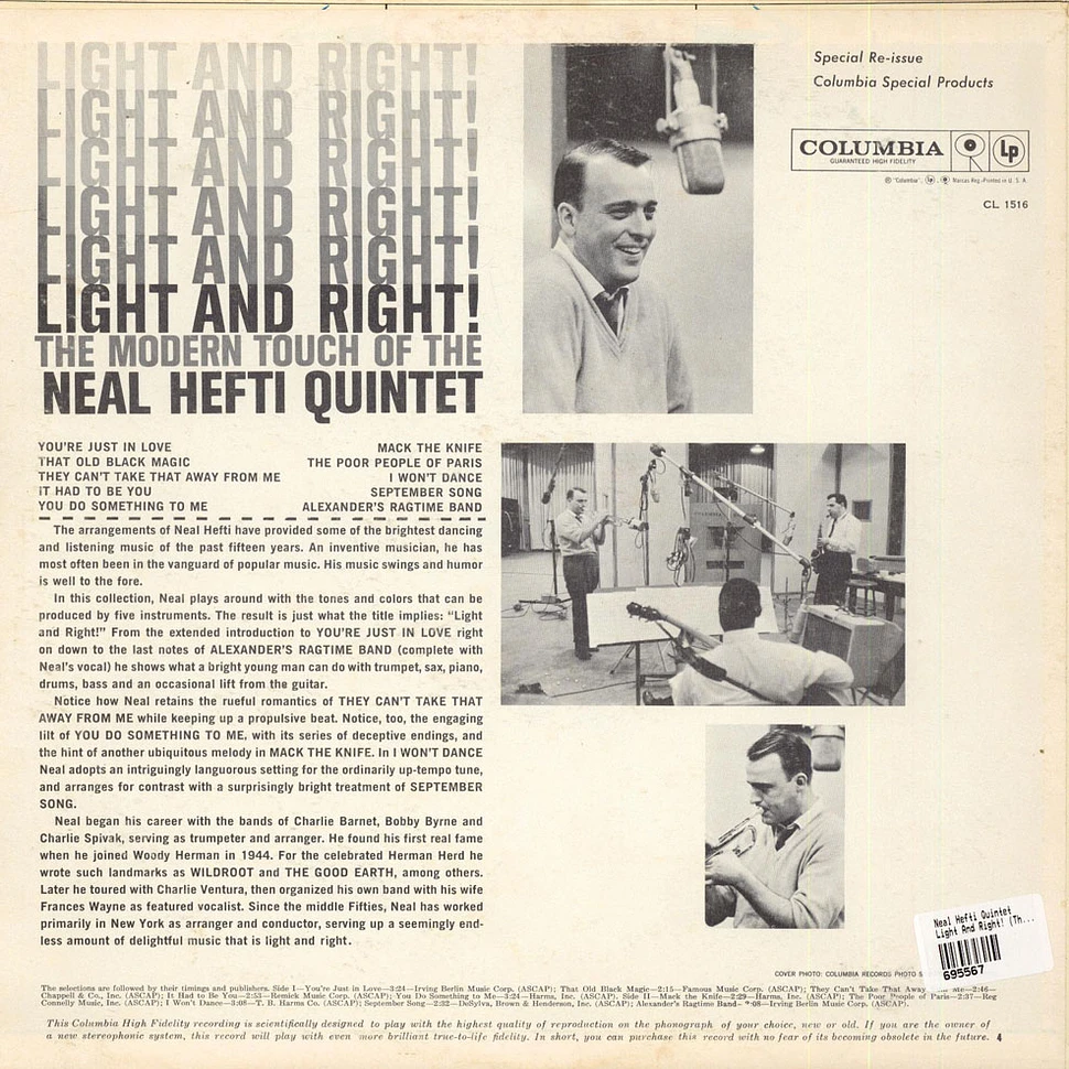 Neal Hefti Quintet - Light And Right! (The Modern Touch Of The Neal Hefti Quintet)