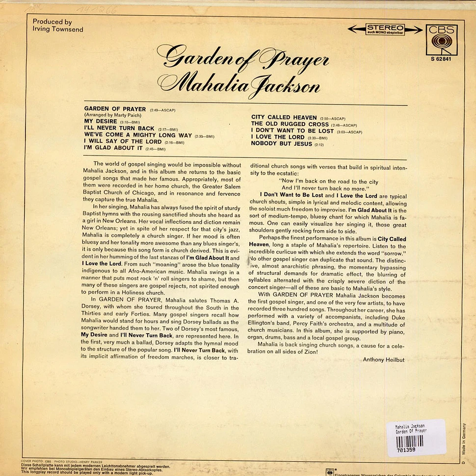 Mahalia Jackson - Garden Of Prayer