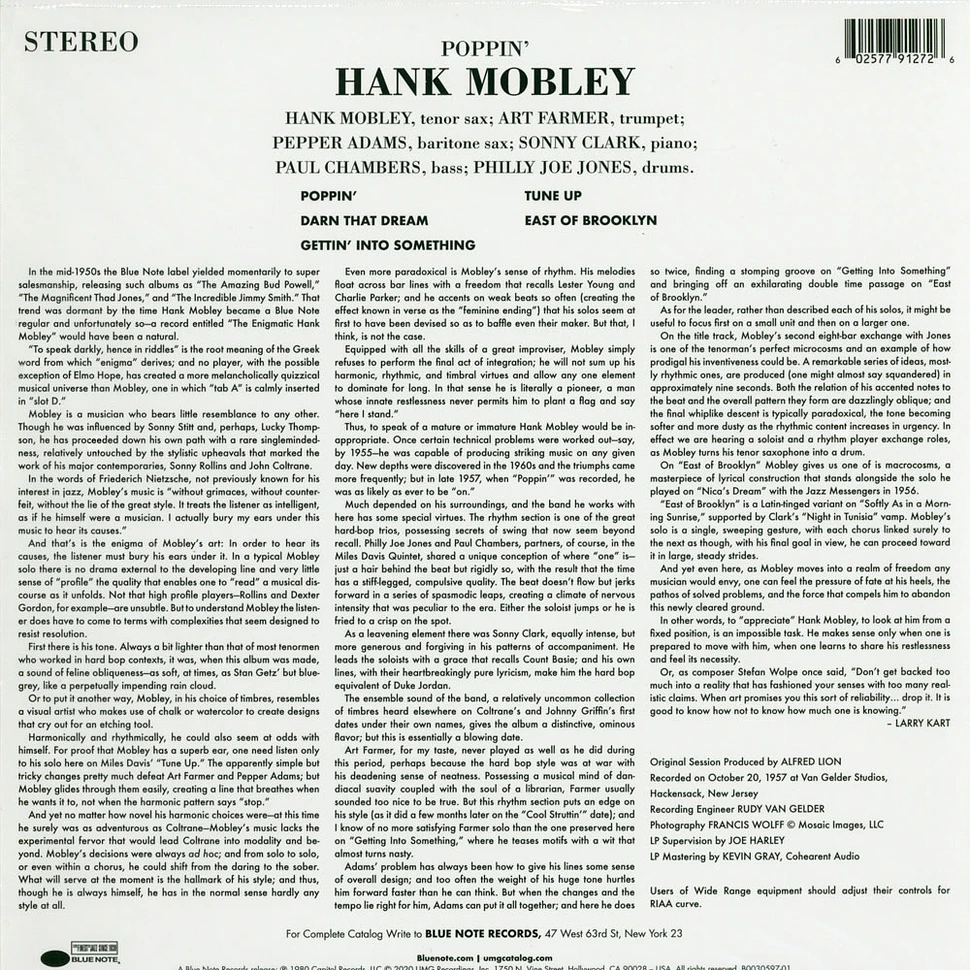 Hank Mobley - Poppin' Tone Poet Vinyl Edition