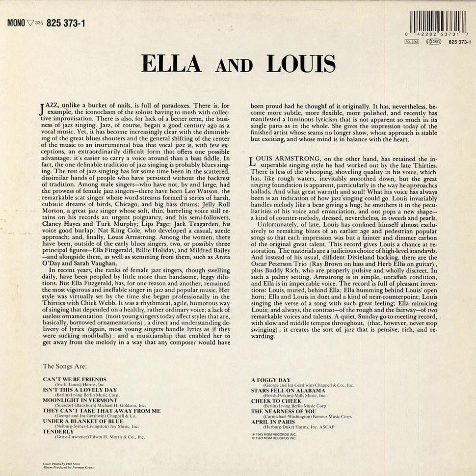Ella Fitzgerald & Louis Armstrong - Ella And Louis