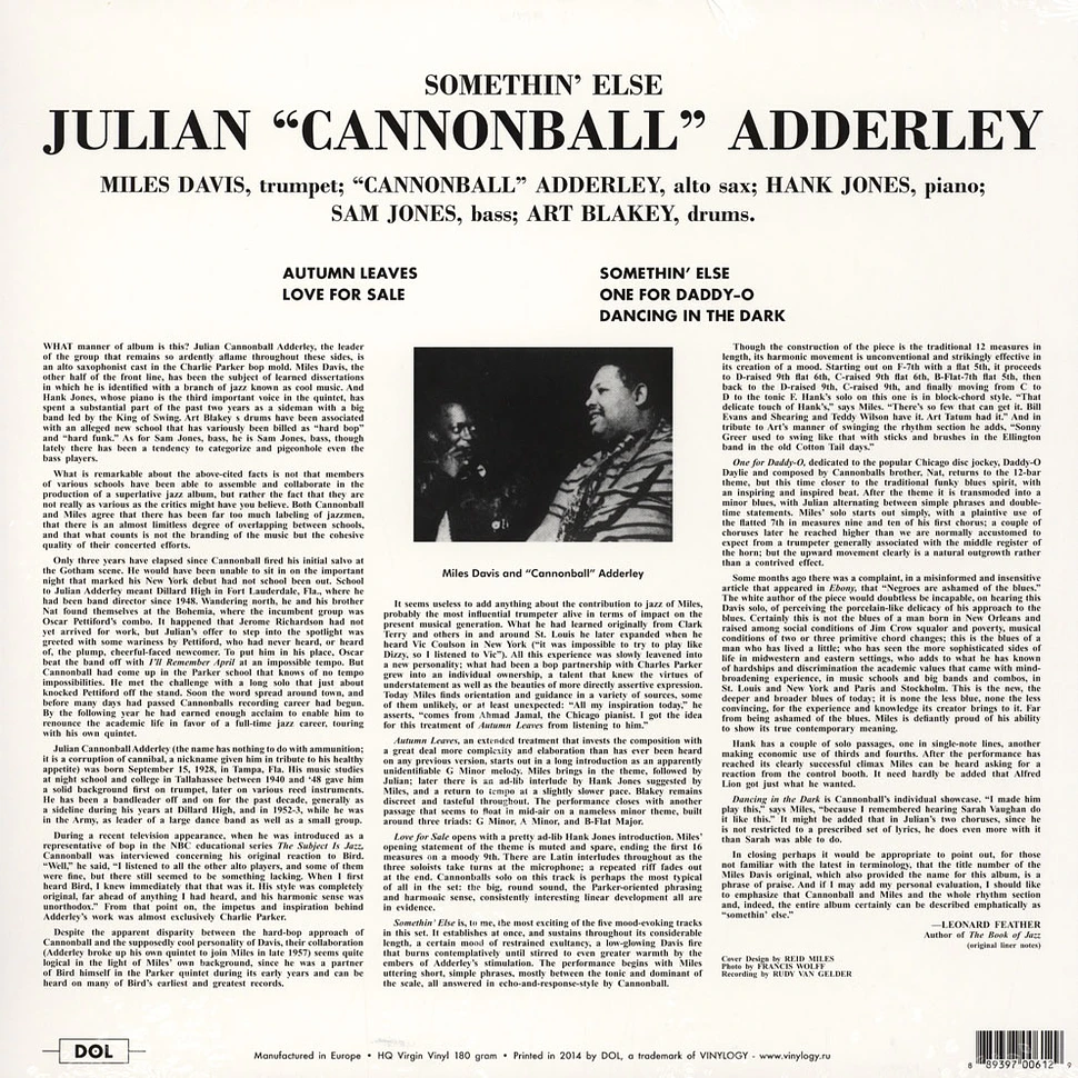Cannonball Adderley - Somethin' Else Blue Vinyl Edition