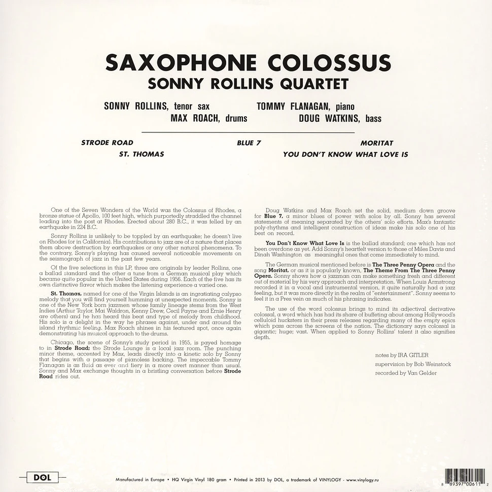 Sonny Rollins - Saxophone Colossus Blue Vinyl Edition