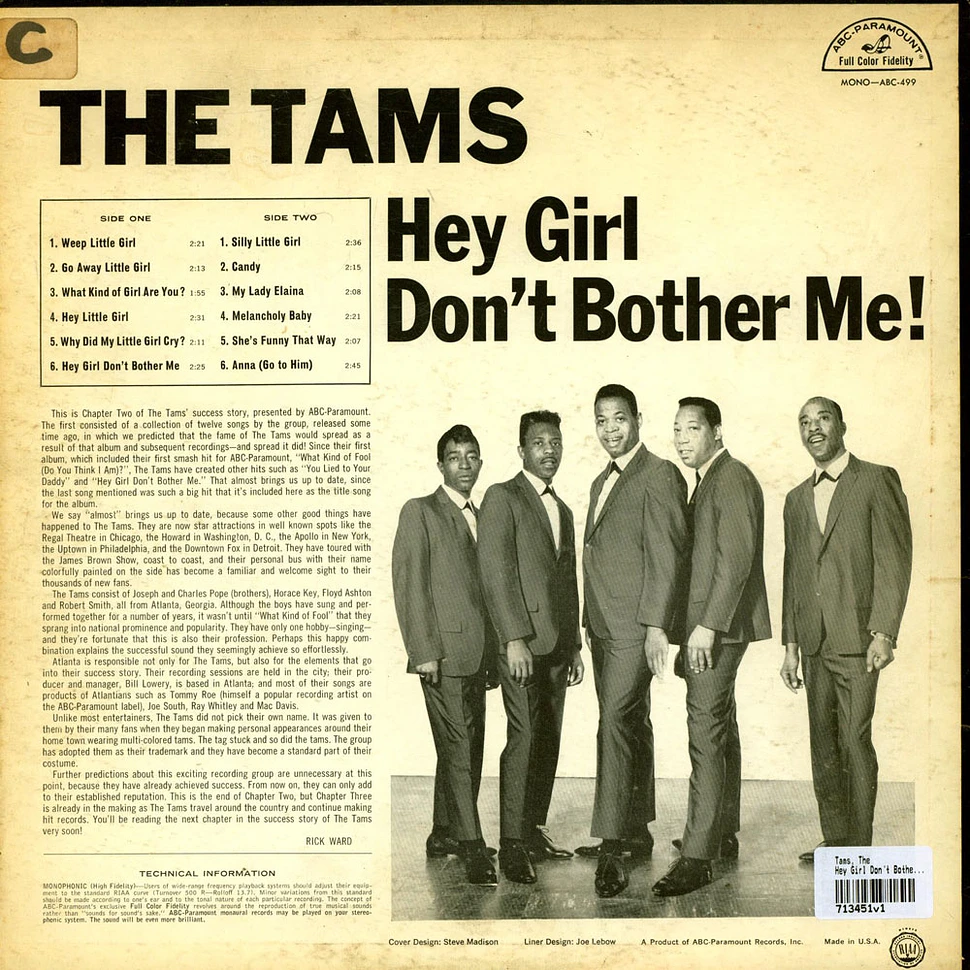 The Tams - Hey Girl Don't Bother Me!