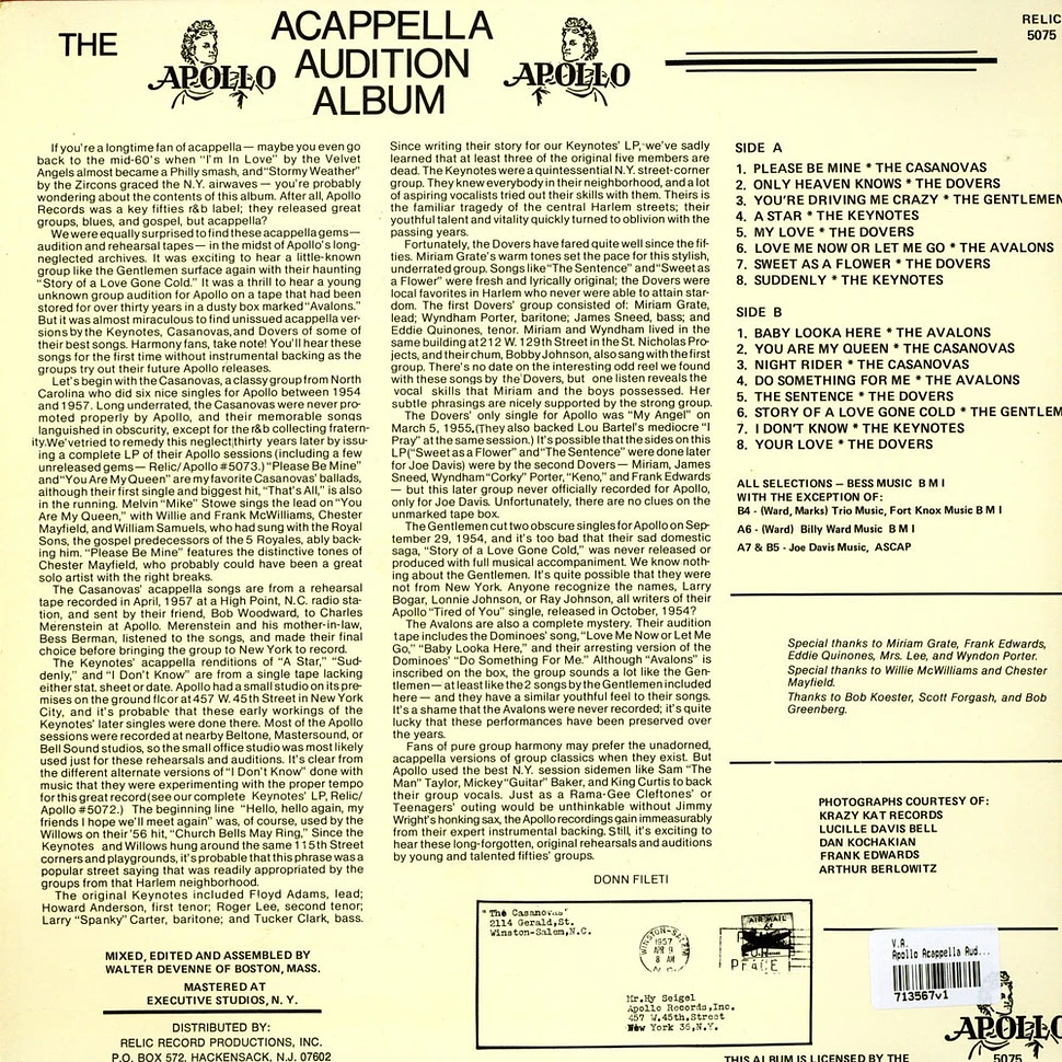 V.A. - Apollo Acappella Audition Album