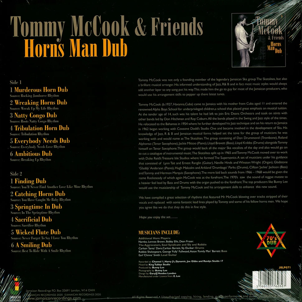 Tommy Mccook & Friends - Horns Man Dub