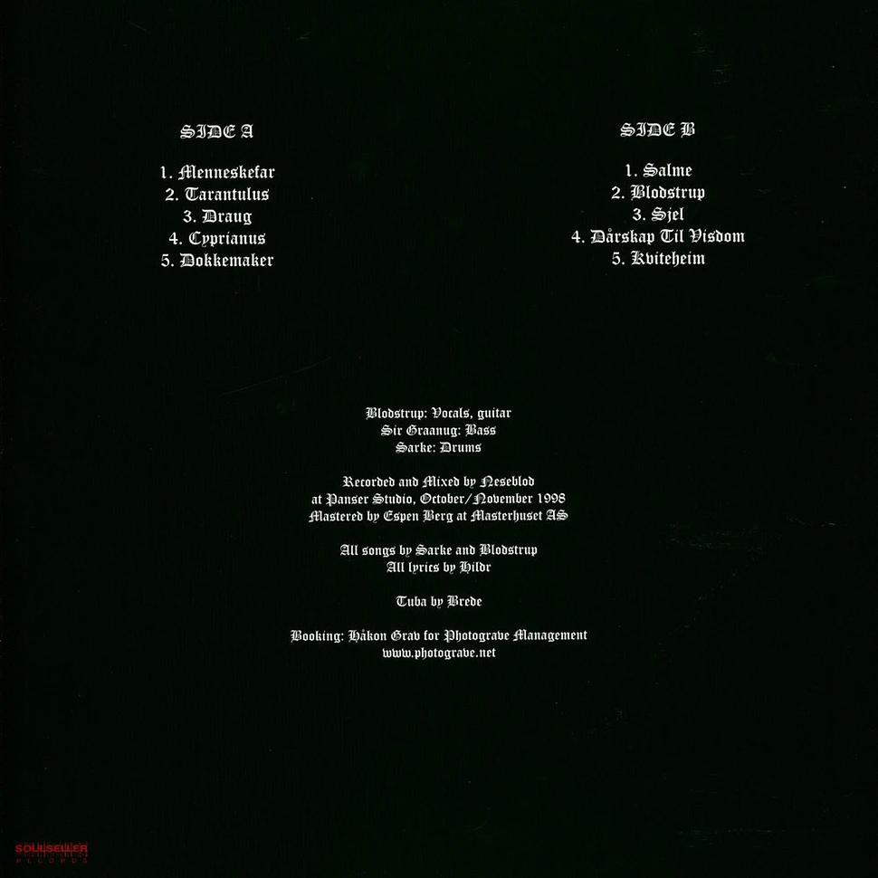 Tulus - Evil 1999 Black Vinyl Edition