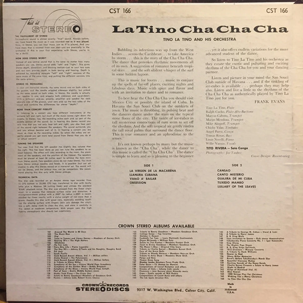 Tino La Tino And His Orchestra - La Tino Cha Cha Cha