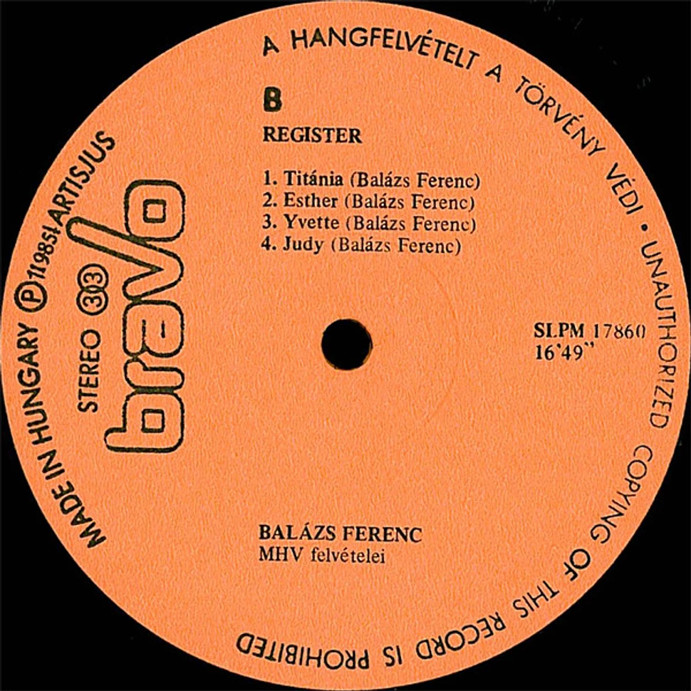 Balázs Ferenc - Register