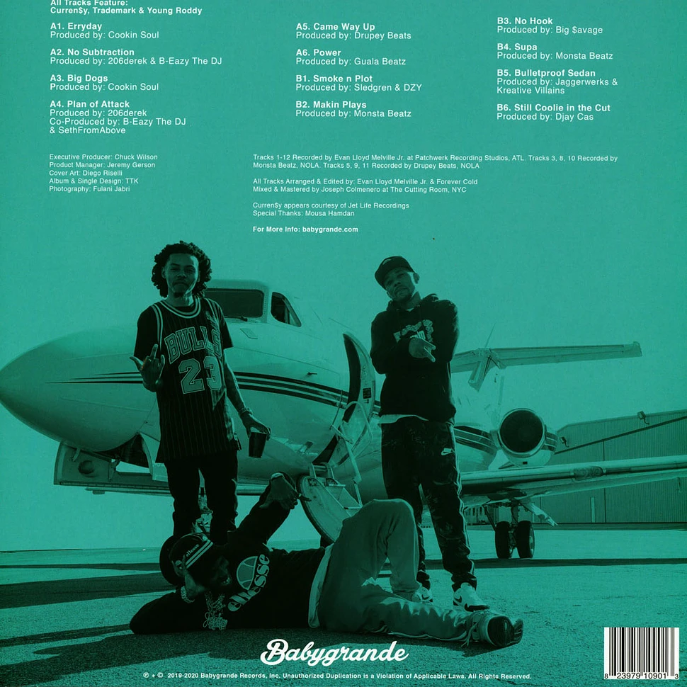 Curren$y, Trademark Da Skydiver & Young Roddy - Plan Of Attack Turquoise Vinyl Edition