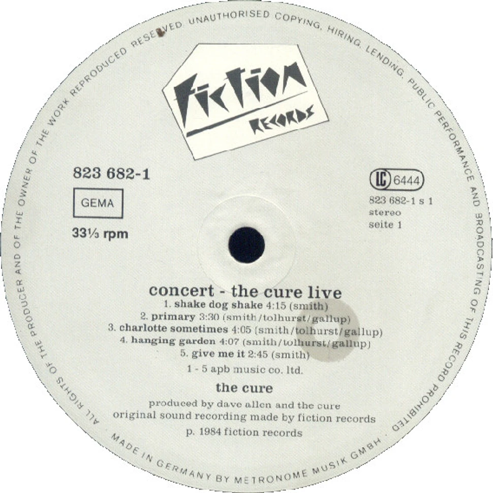 The Cure - Concert - The Cure Live - Vinyl LP - 1984 - DE - Original