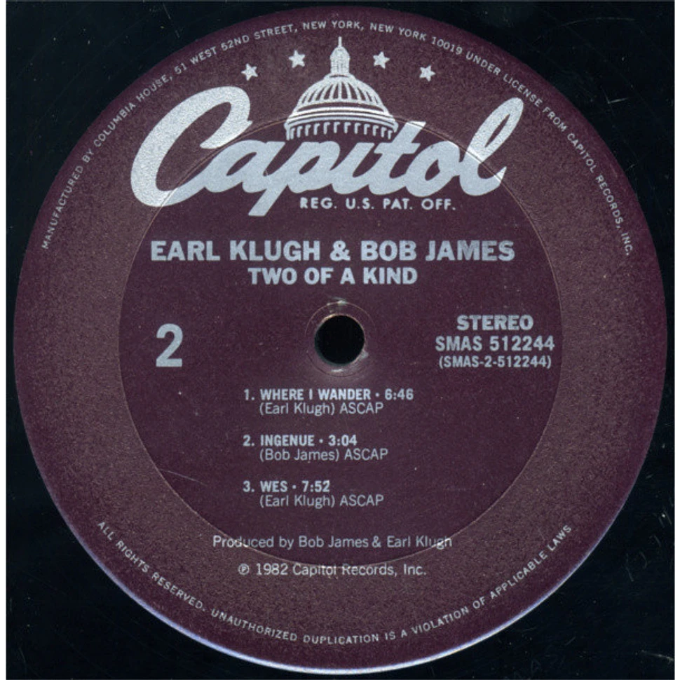 Earl Klugh And Bob James - Two Of A Kind