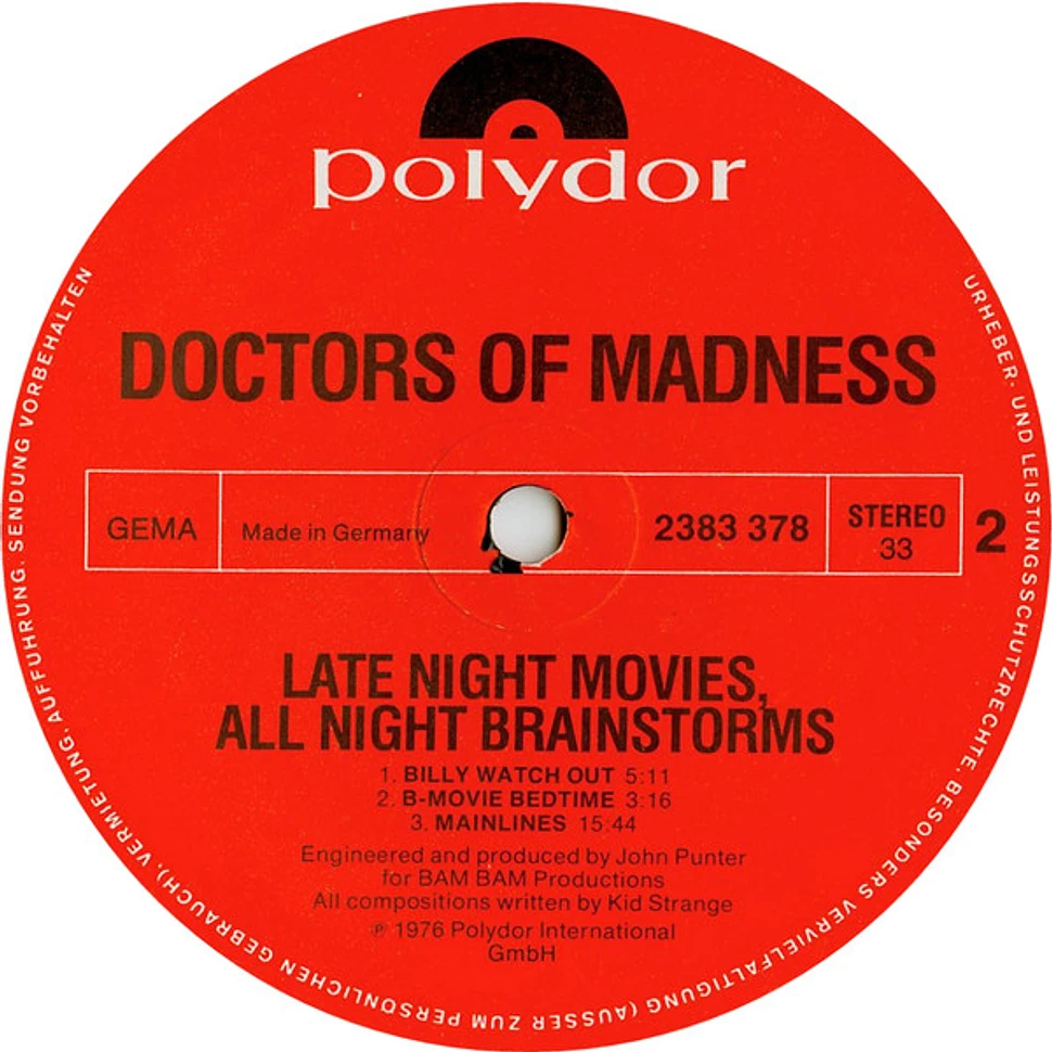 Doctors Of Madness - Late Night Movies, All Night Brainstorms