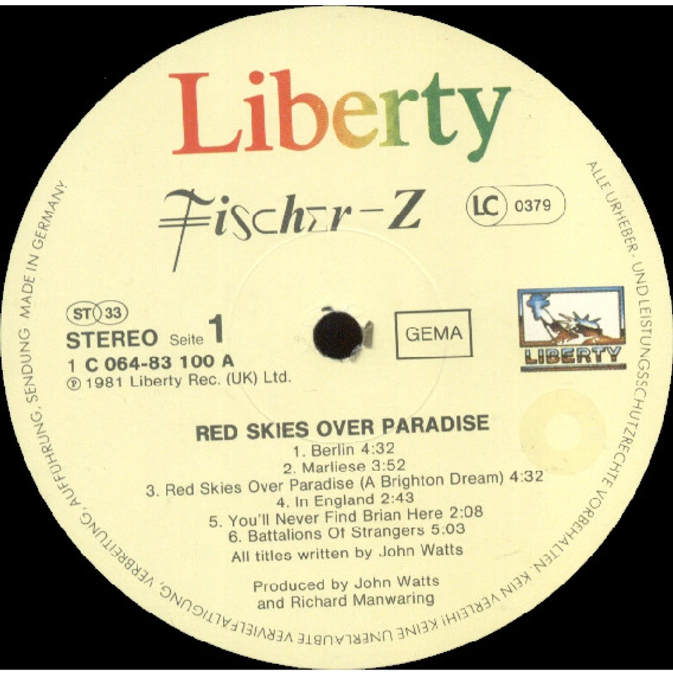 Fischer-Z - Red Skies Over Paradise