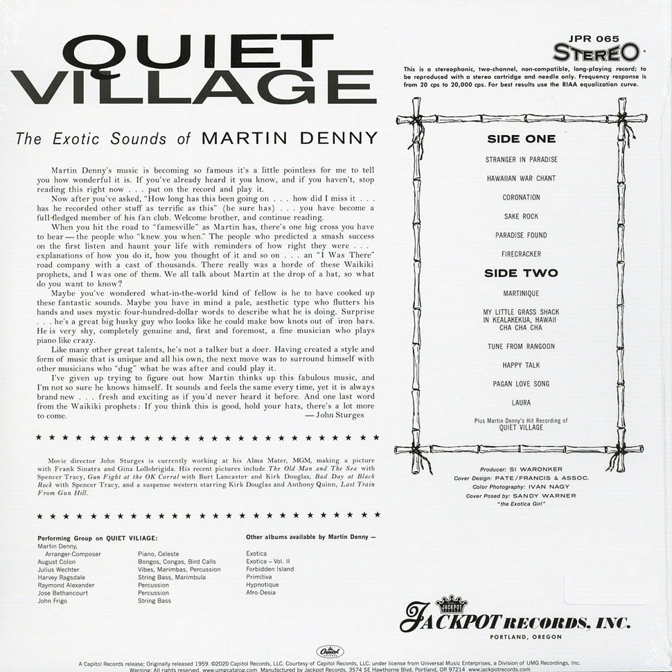 Martin Denny - Quiet Village Colored Vinyl Edition