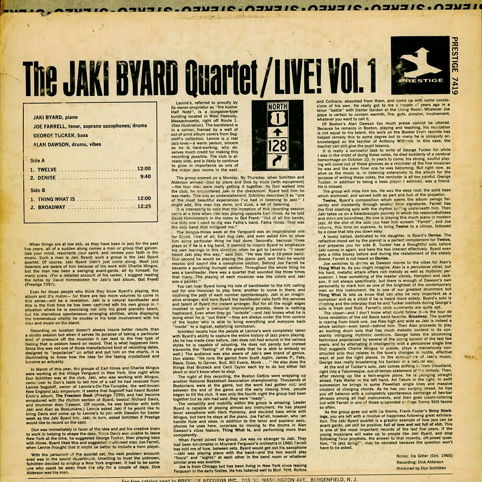 The Jaki Byard Quartet - Live! Vol. 1