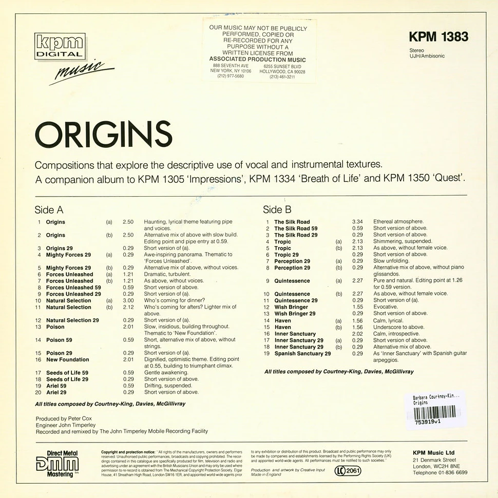 Barbara Courtney-King / Terry Davies / Bill McGillivray - Origins