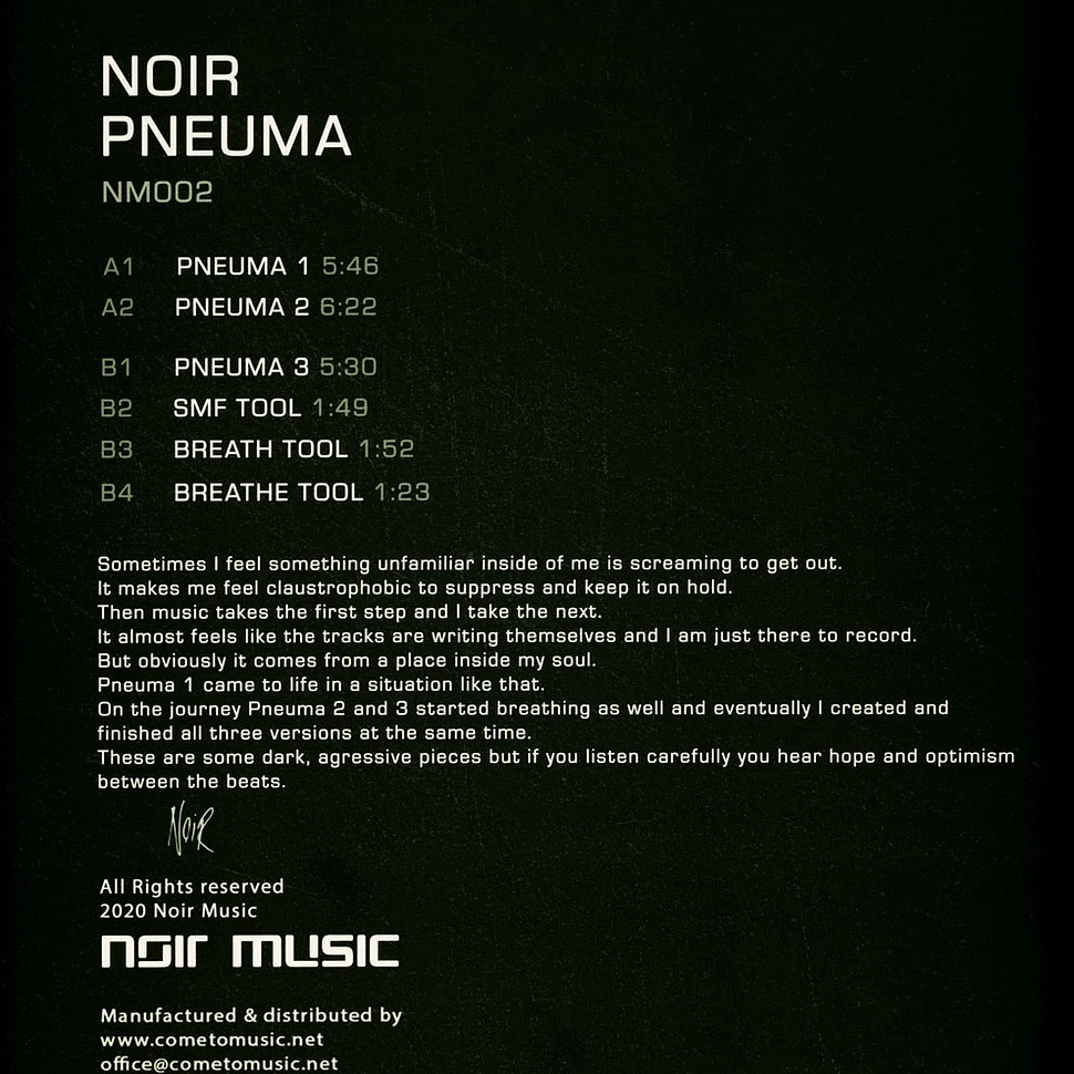 Noir - Pneuma Transparent Vinyl Edition