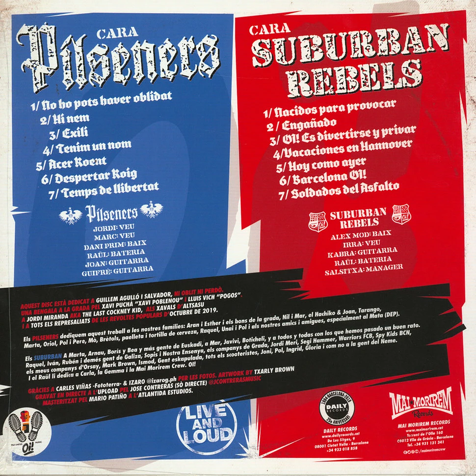 Pilseners / Suburban Rebels - Live & Loud