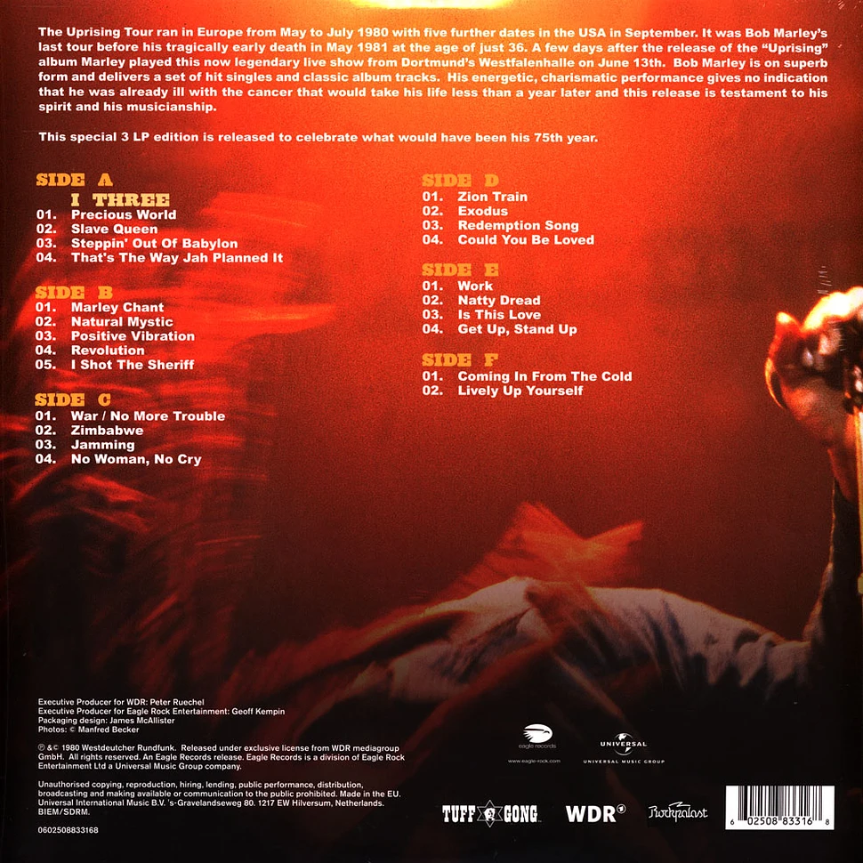 Bob Marley - Urprising Live Limited Orange Vinyl Edition