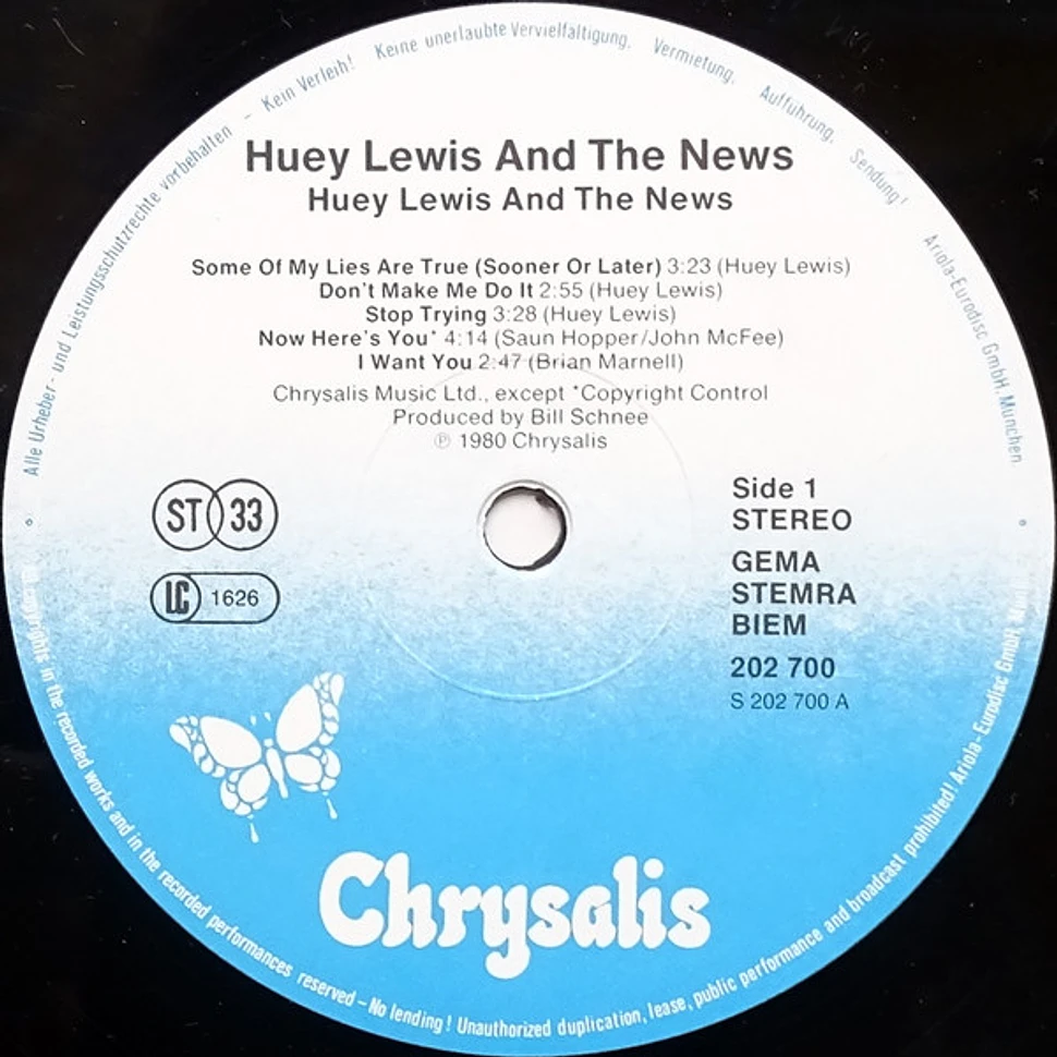 Huey Lewis & The News - Huey Lewis And The News