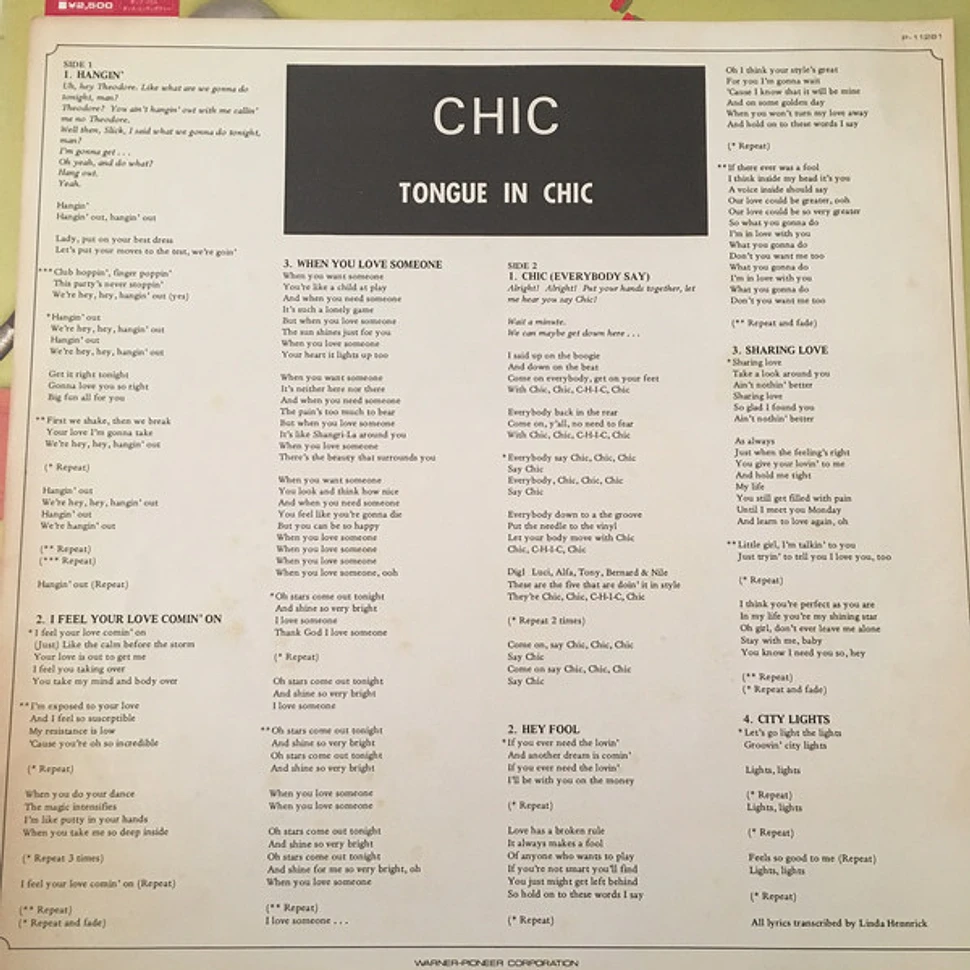 Chic - Tongue In Chic