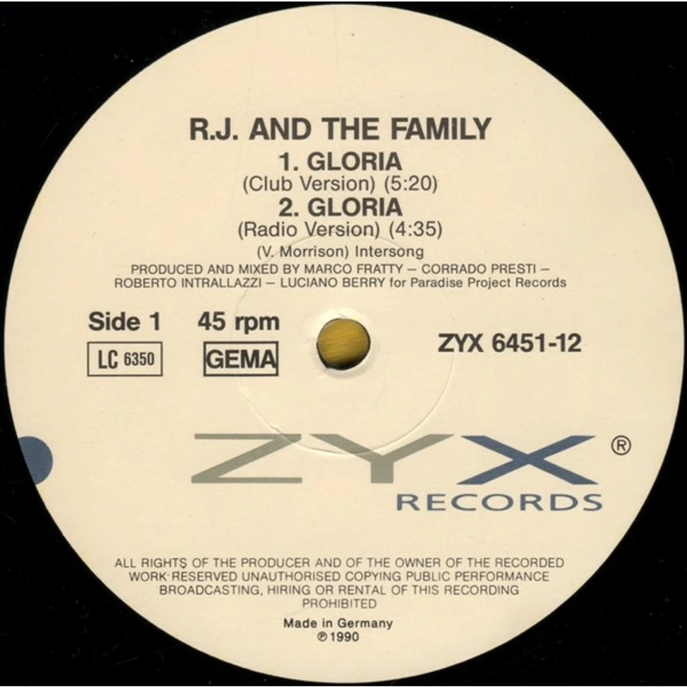 R.J. And The Family - Gloria